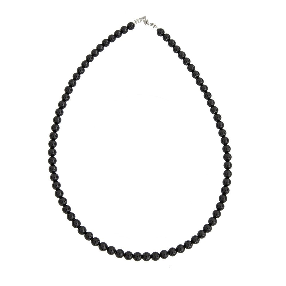 Collier Agate noire | Pierres boules 6mm