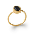 Bague "Alexandra" Agate noire | Plaqué Or 750