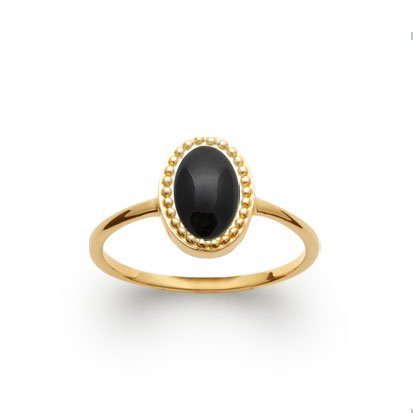 Bague "Alexandra" Agate noire | Plaqué Or 750