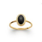 Bague "Alexandra" Agate noire | Plaqué Or 750