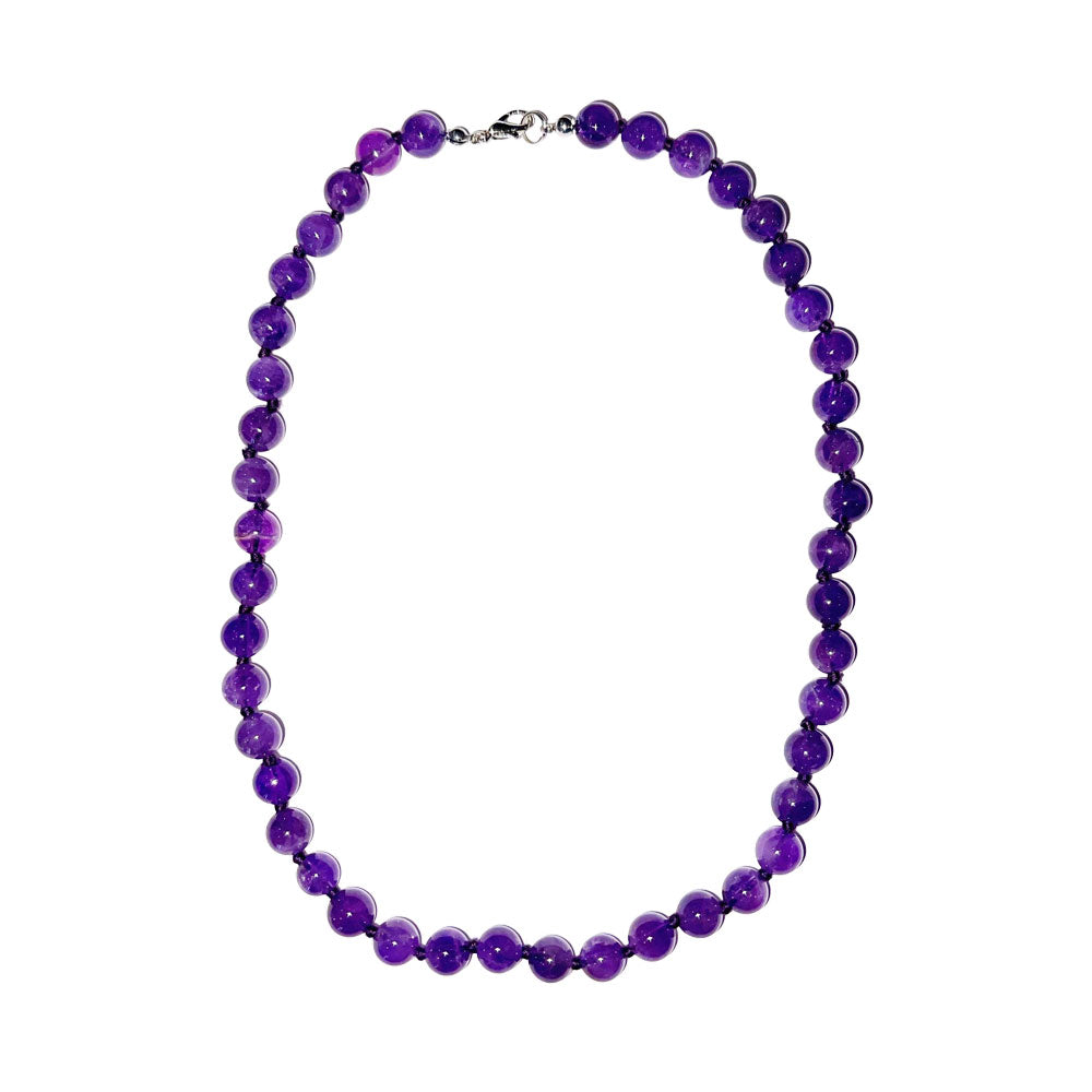 Collier Améthyste – Pierres boules nouées 8 mm