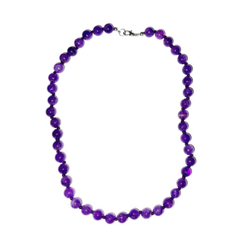 Collier Améthyste – Pierres boules nouées 8 mm