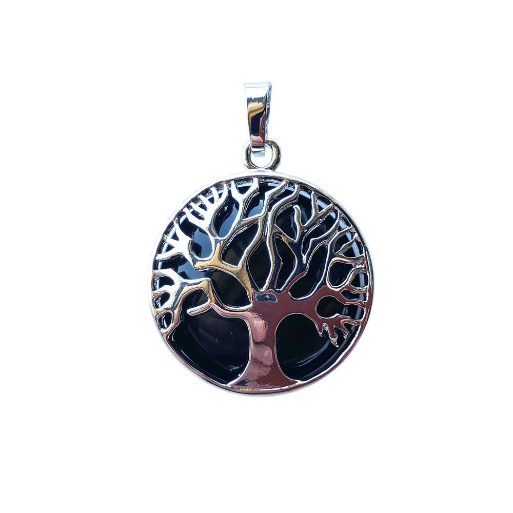 Pendentif Agate noire | Arbre de vie
